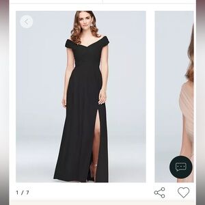 crisscross off-the-shoulder mesh bridesmaid dress
